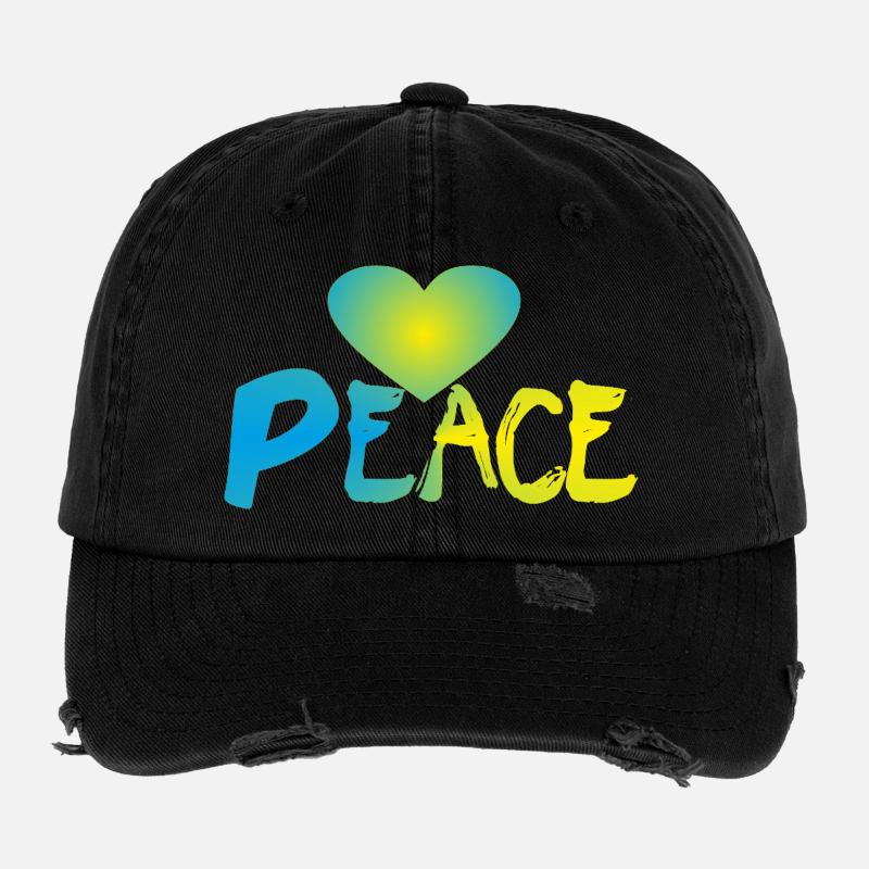 Peace Herz Frieden Friedenszeichen Flexfit Vintage Destroyed Cap