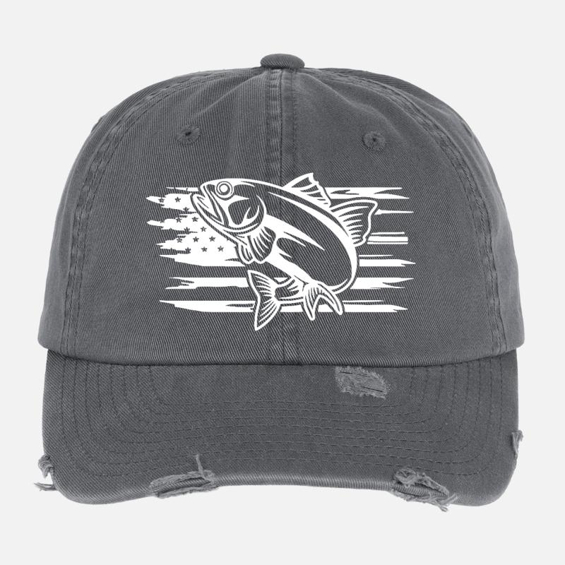 Graphique dynamique du mouvement du poisson Casquette vintage effet usé Flexfit