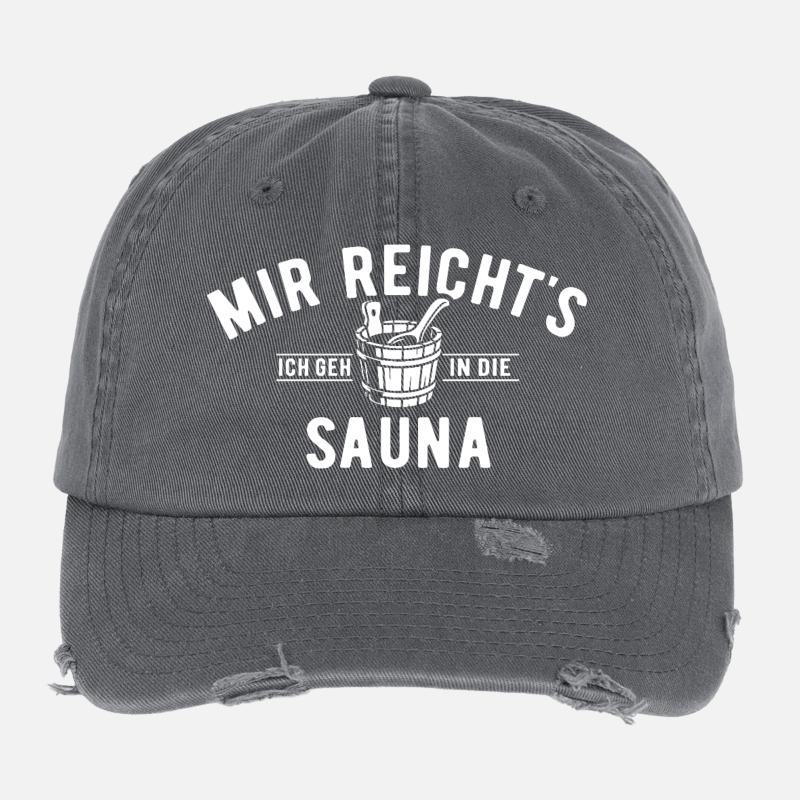 I've had enough, I'm going to the sauna - saying Flexfit Vintage Destroyed Cap
