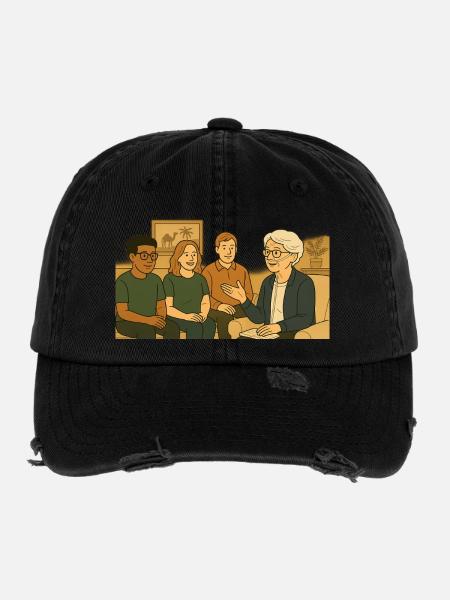 Mamie Karin - Casquette vintage effet usé Flexfit - noir - Devant