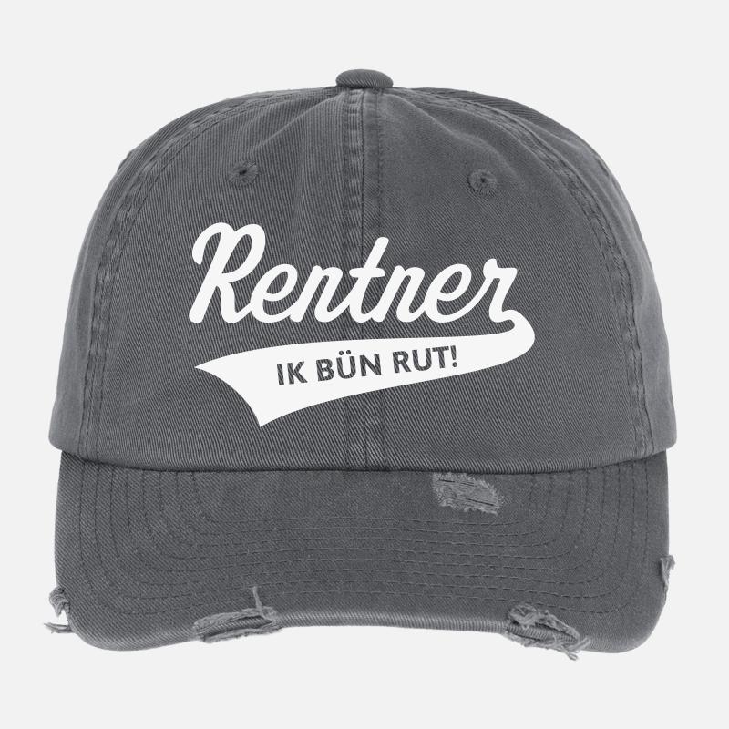 Rentner – Ik Bün Rut! (Plattdeutsch / White) Flexfit Vintage Destroyed Cap
