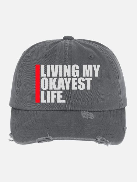 Vivre ma vie la plus correcte Drôle de dicton, médiocre - Casquette vintage effet usé Flexfit - charbon - Devant