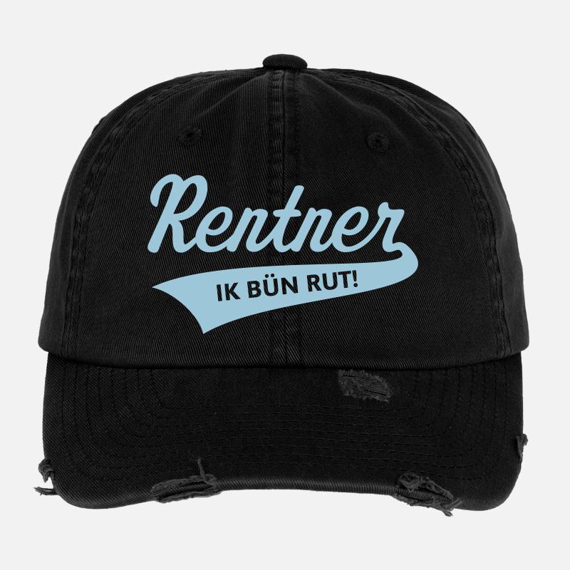 Rentner – Ik Bün Rut! (Plattdeutsch / Skyblue) Flexfit Vintage Destroyed Cap