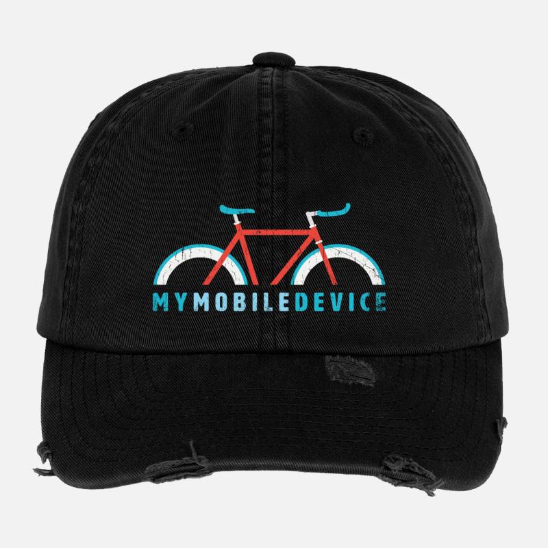 Fixie - My Mobile Device is my Single Speed Bike Flexfit Vintage Destroyed Cap