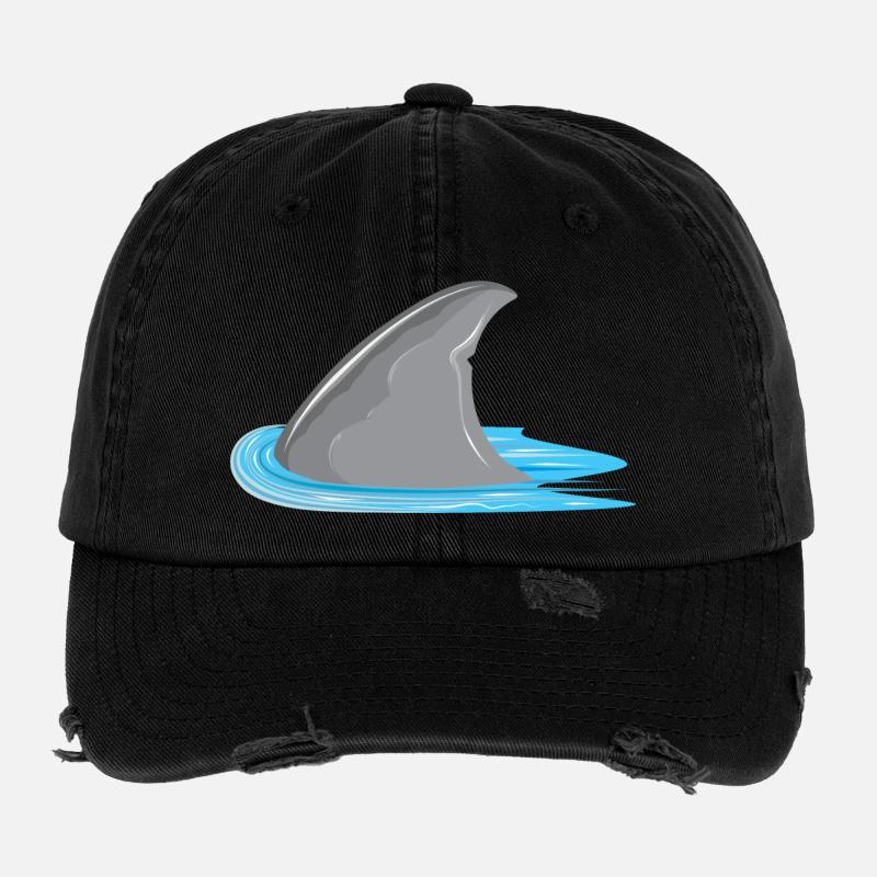 Requin en vue! Aileron de requin dans la mer Casquette vintage effet usé Flexfit