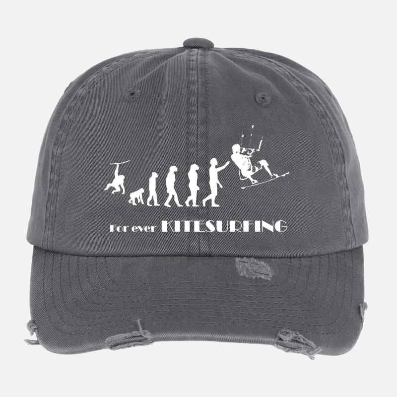 Evolution KITESURFING -SURFER KITESURFER gift Flexfit Vintage Destroyed Cap