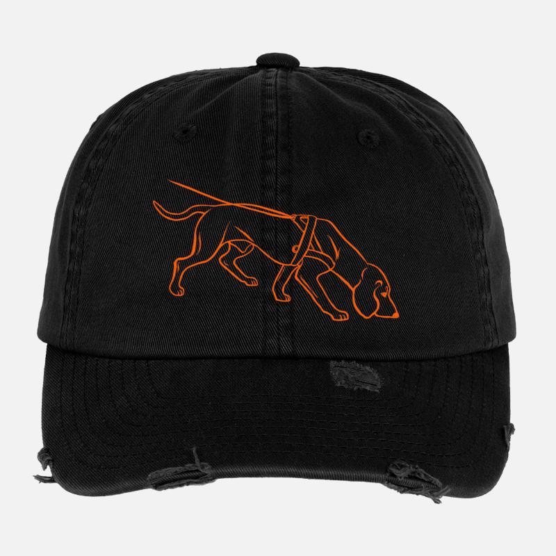 Chien de sueur en orange Casquette vintage effet usé Flexfit
