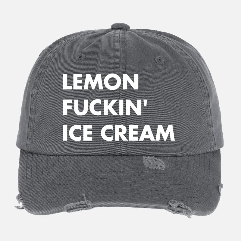 Lemon cream - white lettering Flexfit Vintage Destroyed Cap