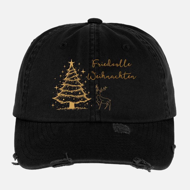 Noël paisible dans la forêt Cerf Arbre de Noël Casquette vintage effet usé Flexfit