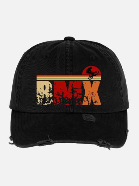 Retro BMX Design – Classic & Stylish - Flexfit Vintage Destroyed Cap - black - Front