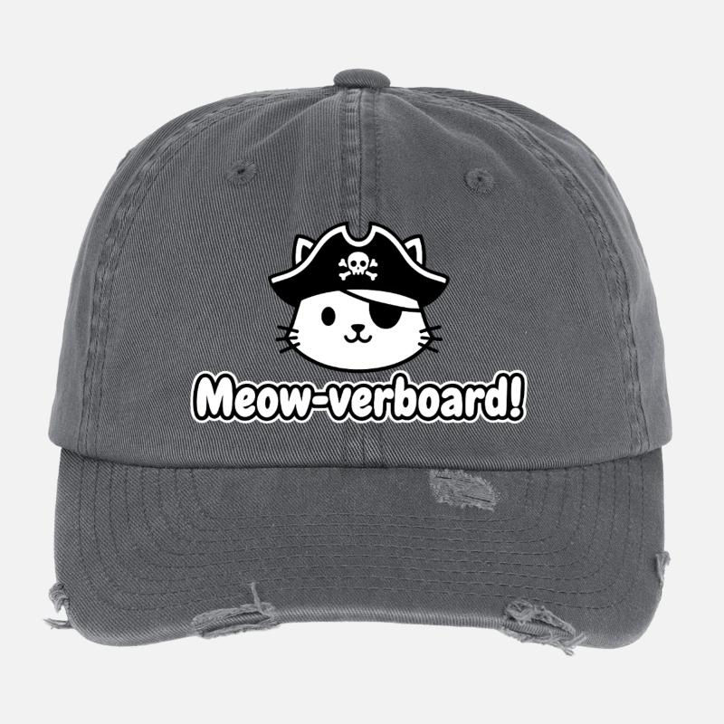 Conception de la planche Cat Pirate Meow Casquette vintage effet usé Flexfit
