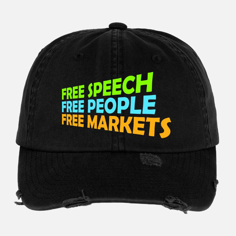 Marché de la liberté d’expression Peuple Libertarian Freedom Logo Casquette vintage effet usé Flexfit