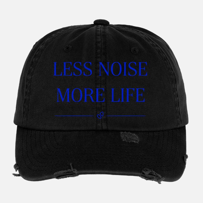 Less Noise More Life Minimal Saying Design Flexfit Vintage Destroyed Cap