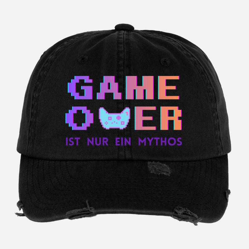 Game Over Mythos Pixel Gradient Flexfit Vintage Destroyed Cap
