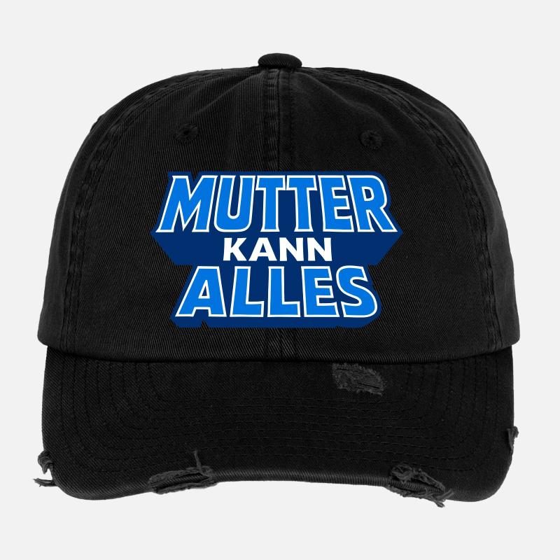 Mutter Kann Alles Motiv in Blau Flexfit Vintage Destroyed Cap
