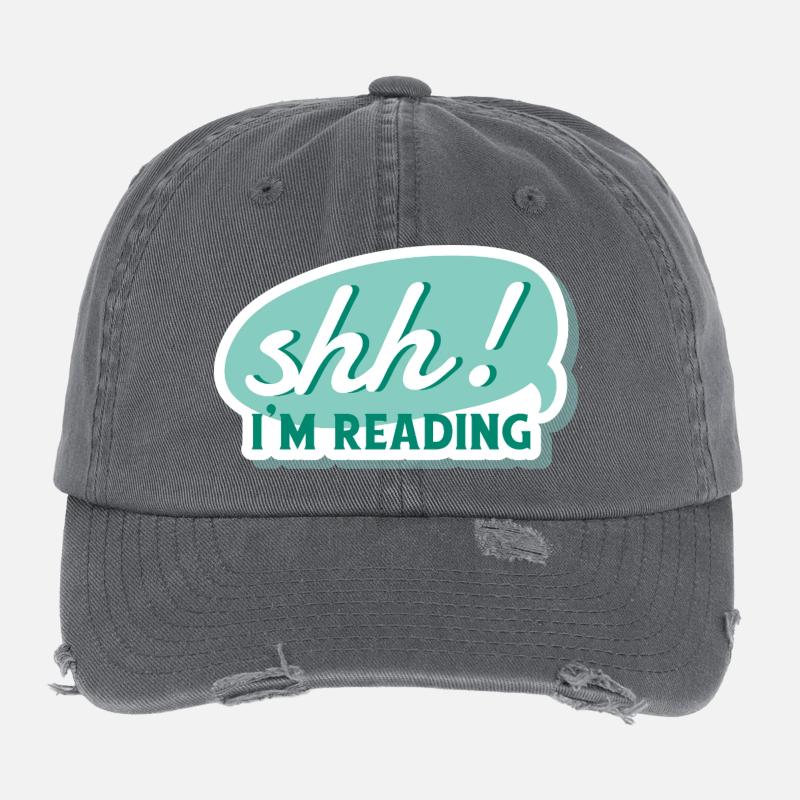 Shh! I'm Reading - Ruhe, ich lese - Buch, Bücher Flexfit Vintage Destroyed Cap