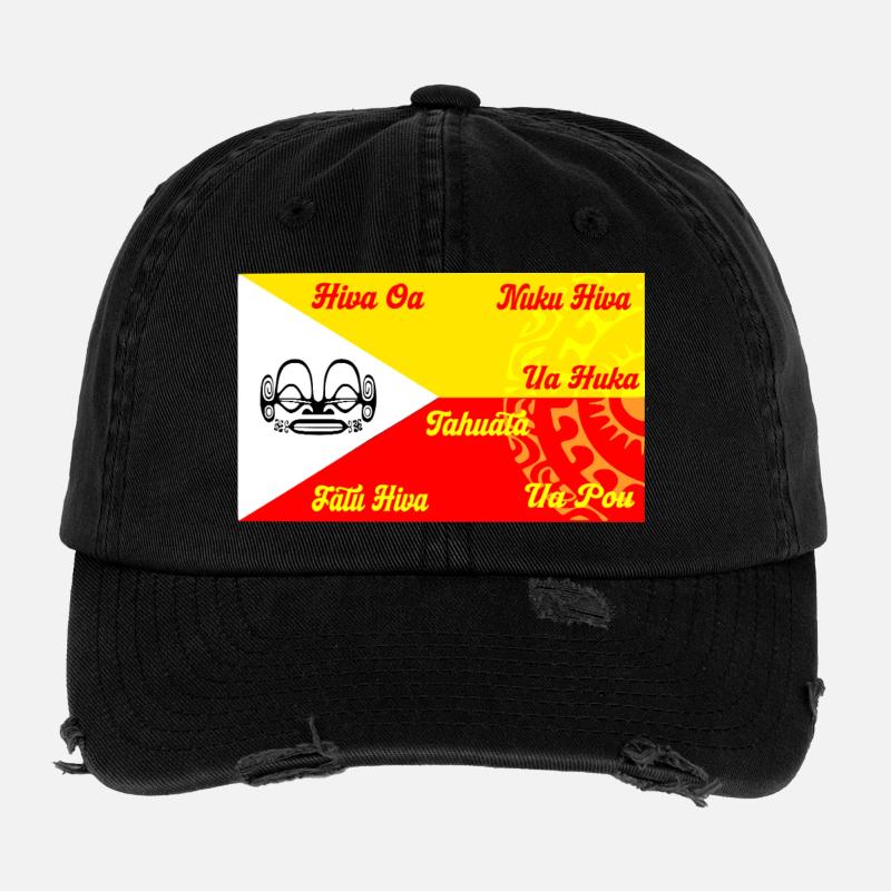 Marquesan Flagge - Personalisiert Flexfit Vintage Destroyed Cap