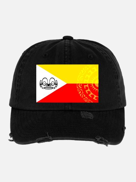 Drapeau marquisien - personnalisé 1 - Casquette vintage effet usé Flexfit - noir - Devant