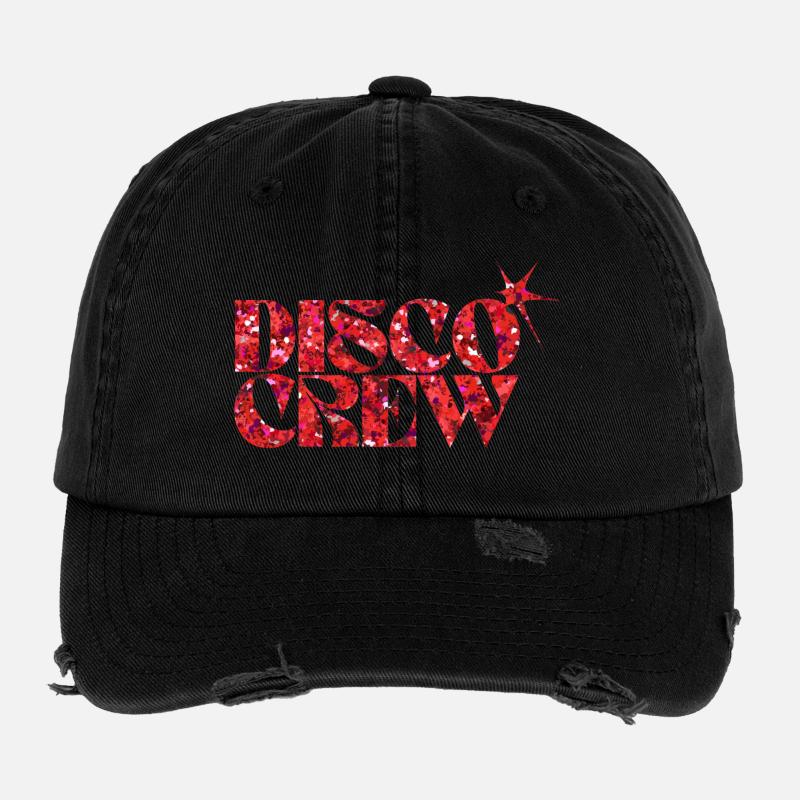 Disco Crew Roter Neon-Spritzer Flexfit Vintage Destroyed Cap