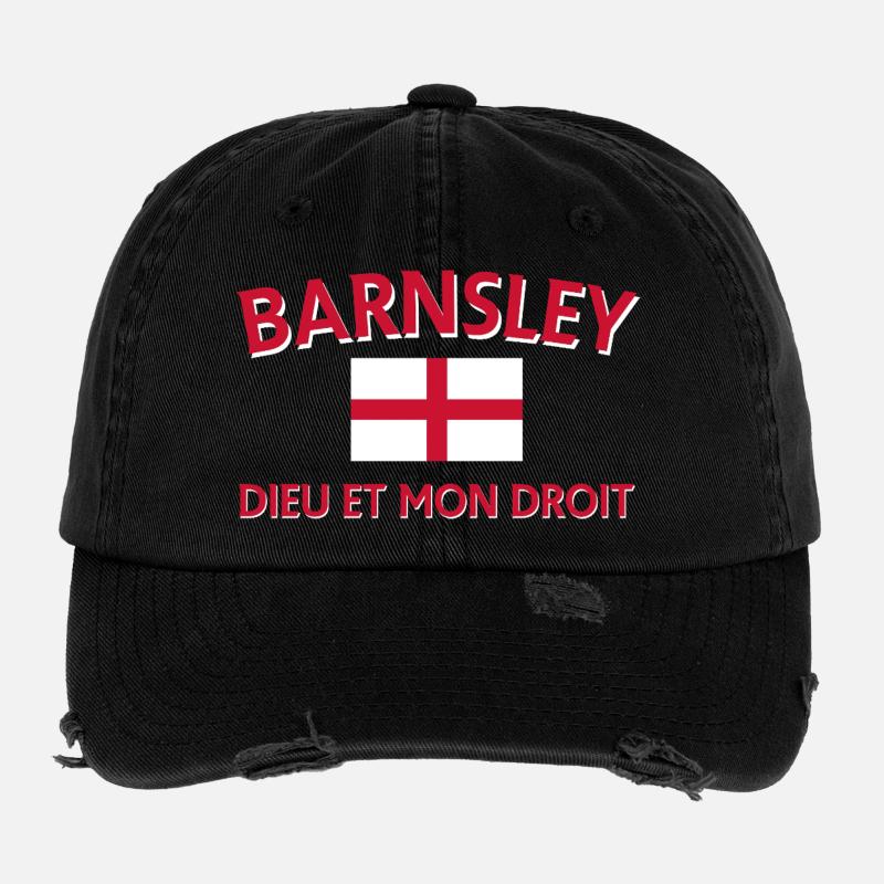 Drapeau Barnsley Devise Design - Casquette vintage effet usé Flexfit - noir