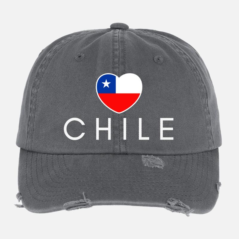 Herz mit chilenischer Flagge, chilenischer Stolz Flexfit Vintage Destroyed Cap