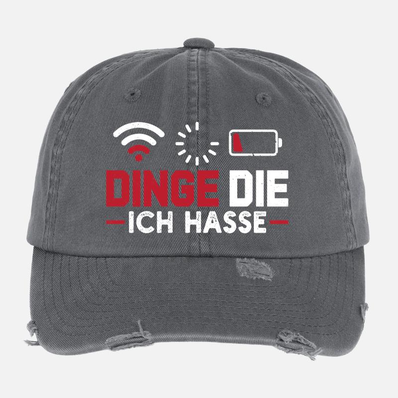 Nerd Computer THINGS I HATE FUNNY Flexfit Vintage Destroyed Cap