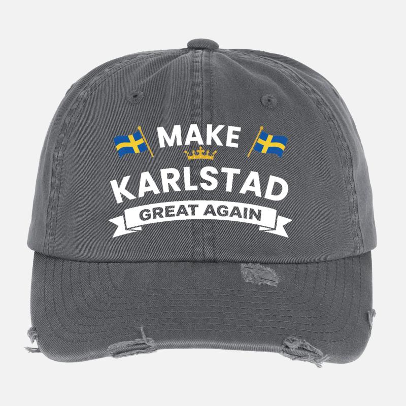 Karlstad Stor, encore une fois – drapeau et couronne Casquette vintage effet usé Flexfit