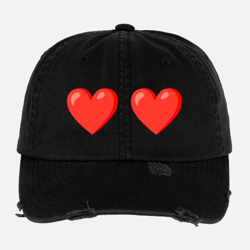 Rote Herzen lieben Design Flexfit Vintage Destroyed Cap