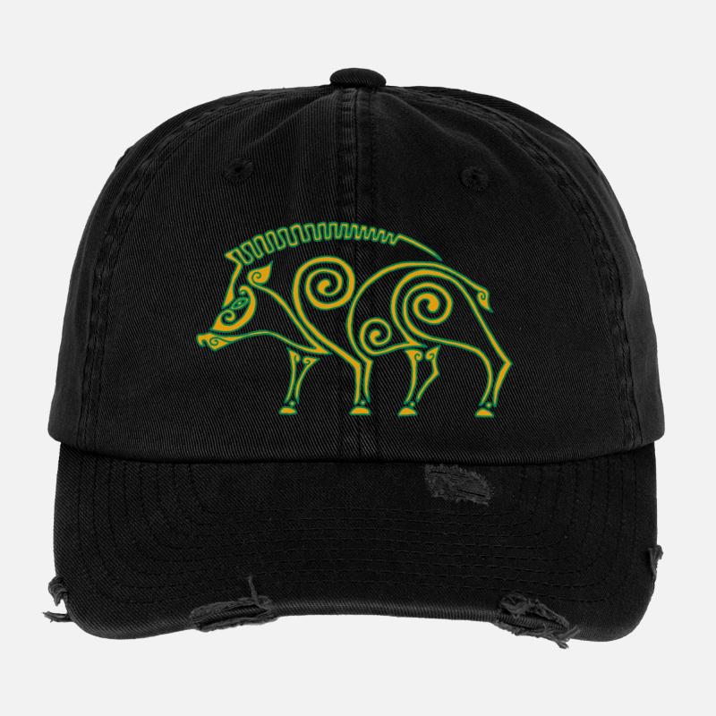 Sanglier celte Casquette vintage effet usé Flexfit