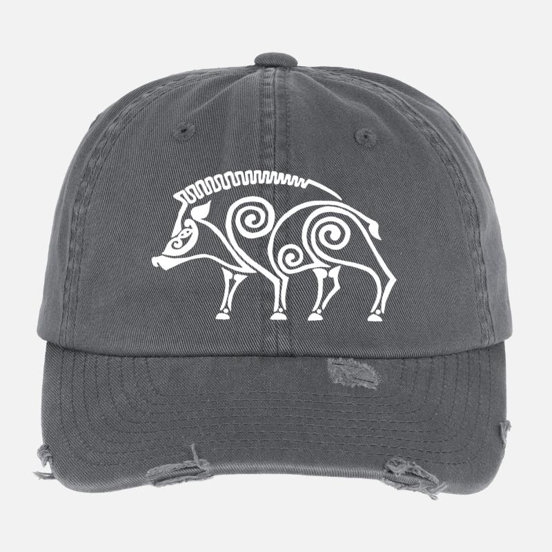weißer keltischer Eber Flexfit Vintage Destroyed Cap