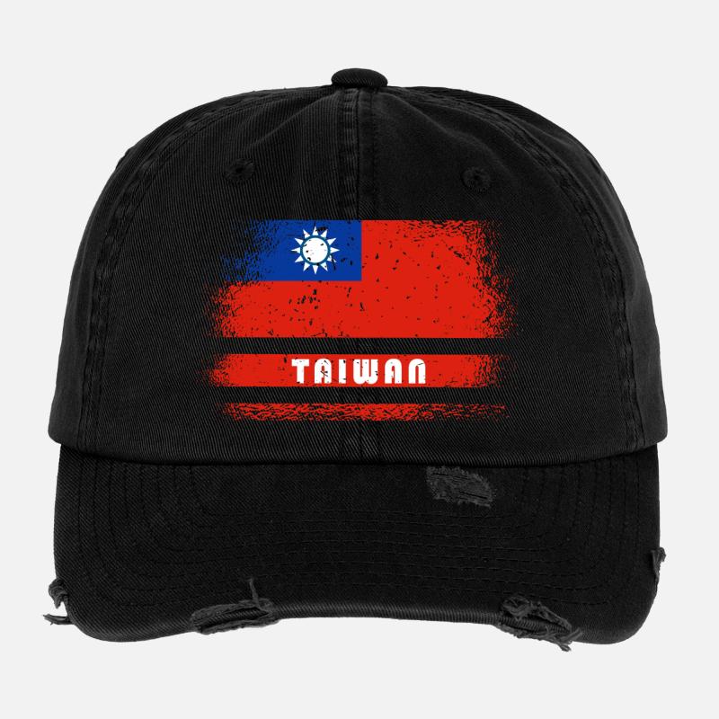 Drapeau vintage de Taiwan Casquette vintage effet usé Flexfit