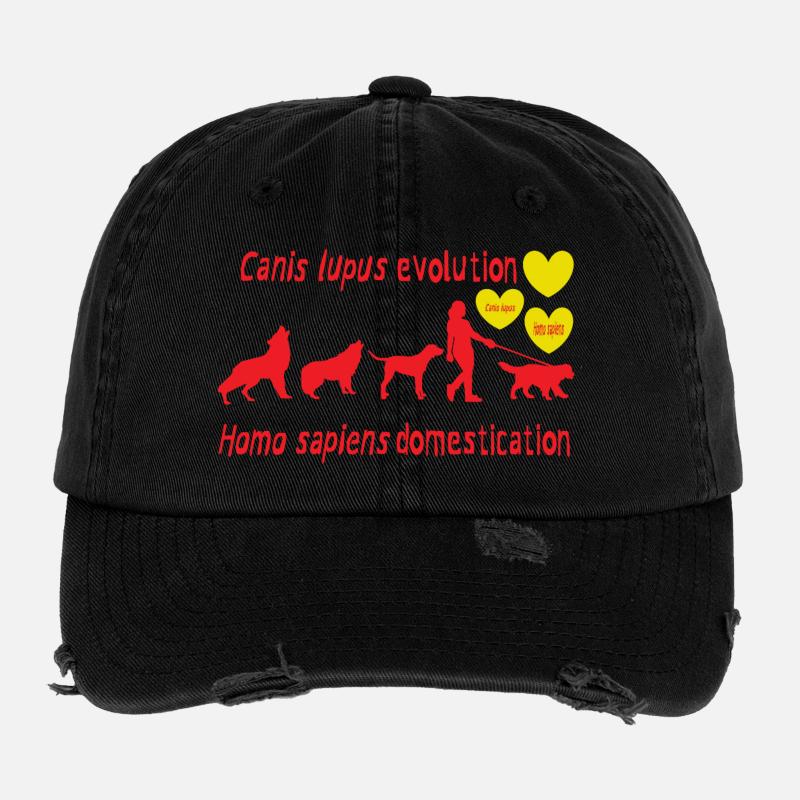 Canis lupus evolution Homo sapiens domestication Flexfit Vintage Destroyed Cap