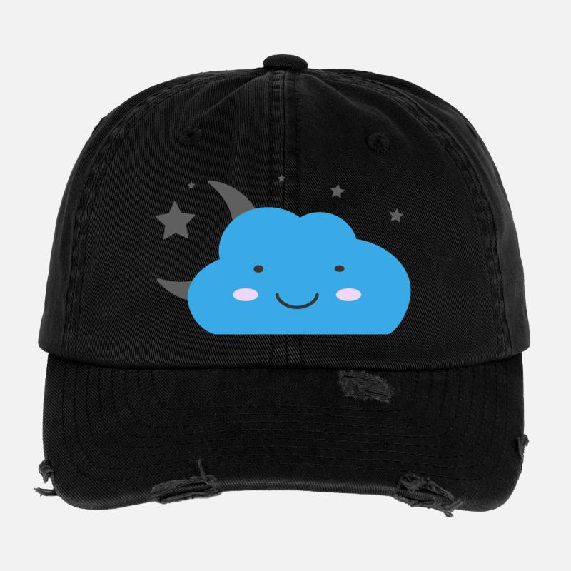 Kawaii-Wolke und Sternenhimmel Flexfit Vintage Destroyed Cap