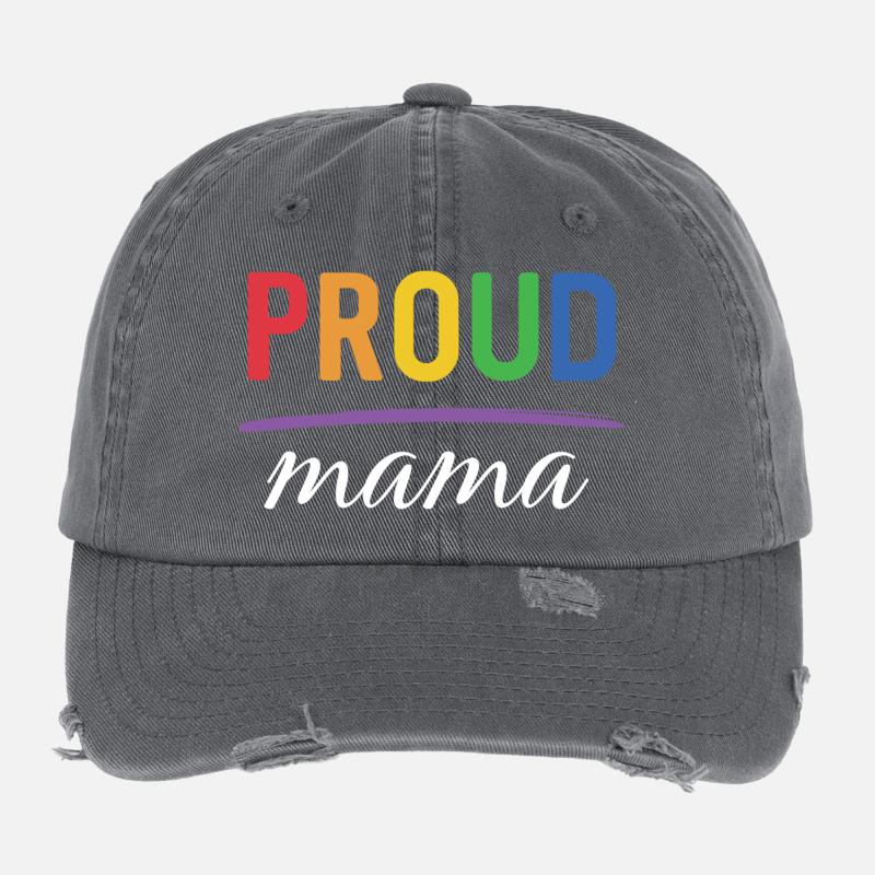LGBT Proud Mama - Pride Month Flexfit Vintage Destroyed Cap