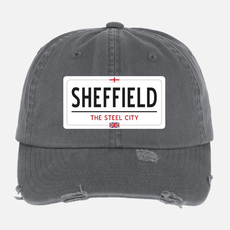 Panneau de la ville de Sheffield Casquette vintage effet usé Flexfit