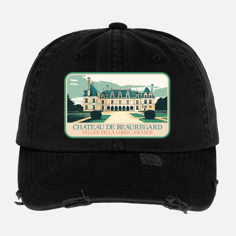 Château de Beauregard im Loire-Tal Flexfit Vintage Destroyed Cap