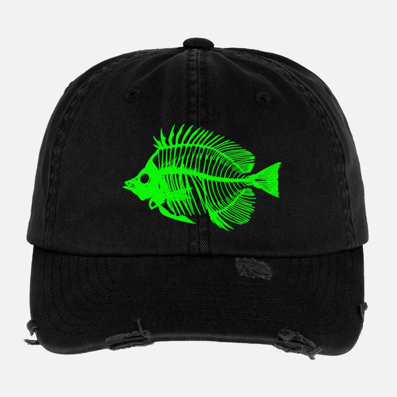 Leuchtender Fisch Skeleton Design Flexfit Vintage Destroyed Cap