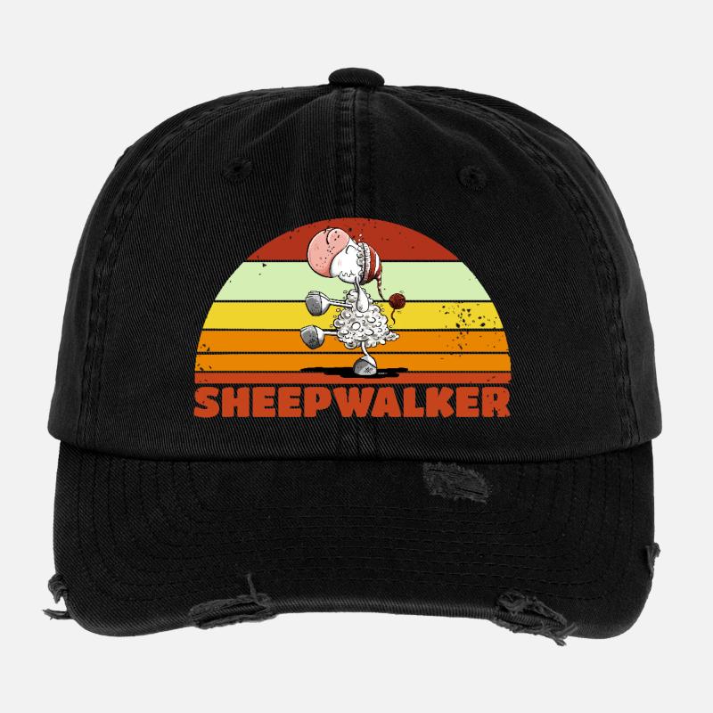 Sleepwalker Sleepwalker Sheep Jeu de mots Casquette vintage effet usé Flexfit