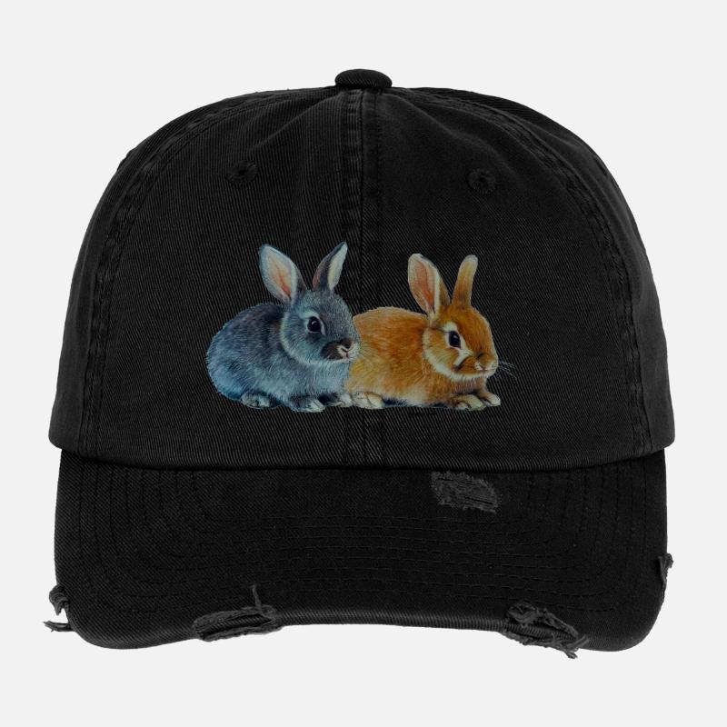 Bunnies - Easter - Flexfit Vintage Destroyed Cap - black