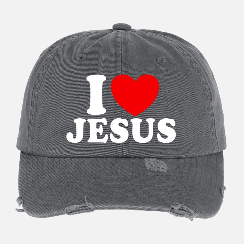 Ich liebe Jesus, christlicher Glaube, Kirche, Bibe Flexfit Vintage Destroyed Cap