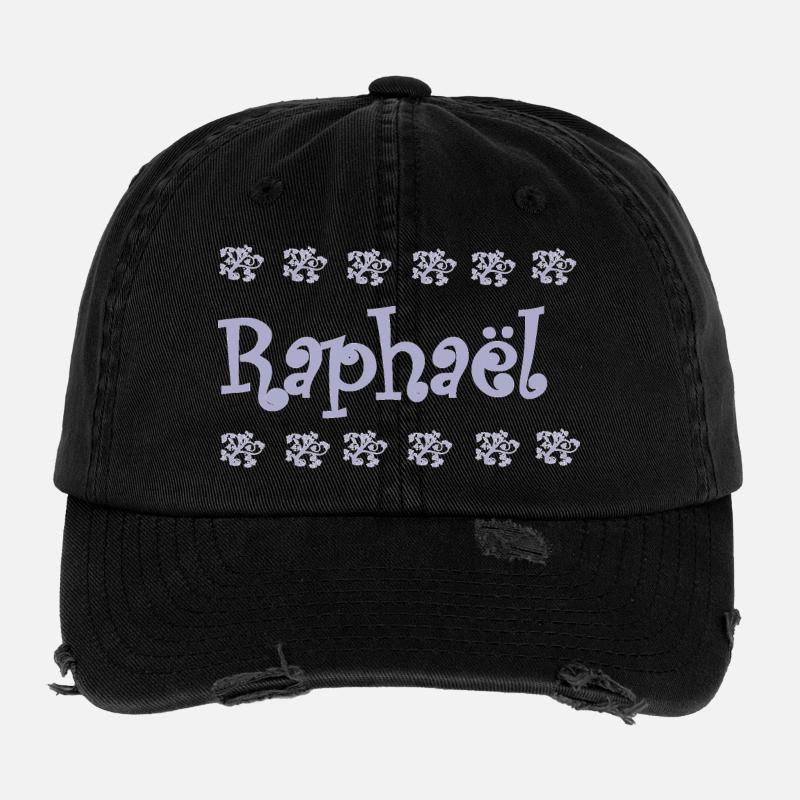 Raphaël Floral Script - Casquette vintage effet usé Flexfit - noir