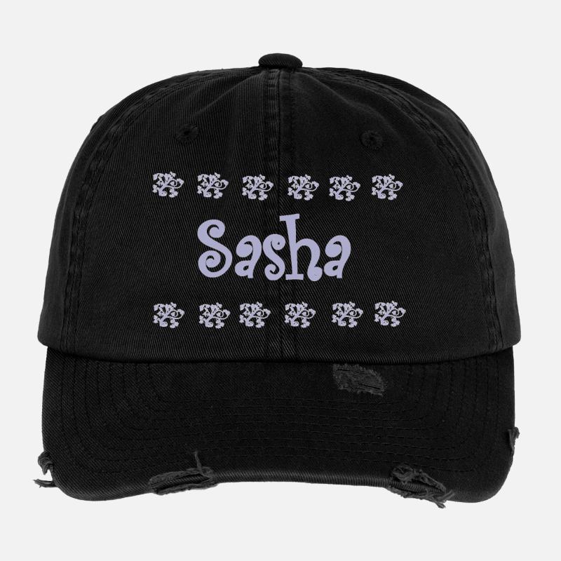 Sasha Lavender Floral Pattern - Flexfit Vintage Destroyed Cap - black