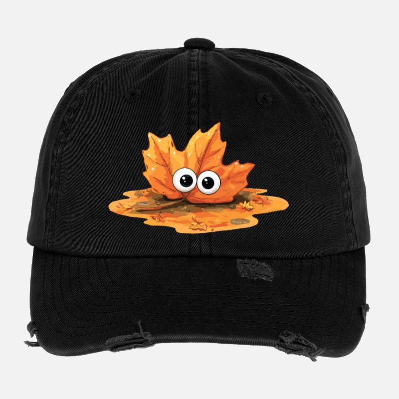 Autumn Leaf with Eyes Cuddly Hero Flexfit Vintage Destroyed Cap