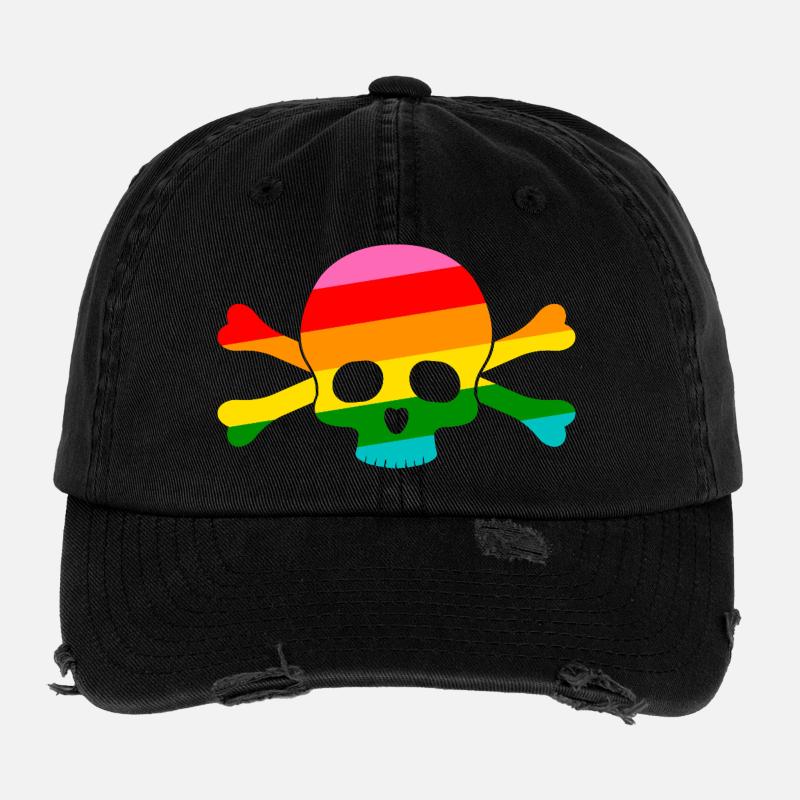 Rainbow Skull Flexfit Vintage Destroyed Cap