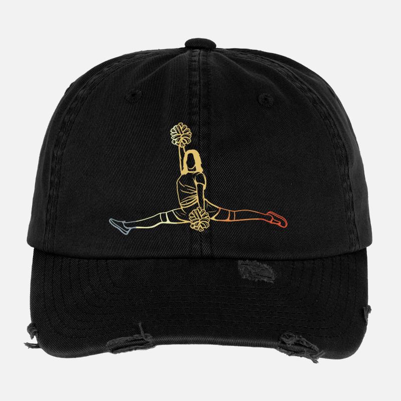 Weiblicher Cheerleader Zeichnung Flexfit Vintage Destroyed Cap