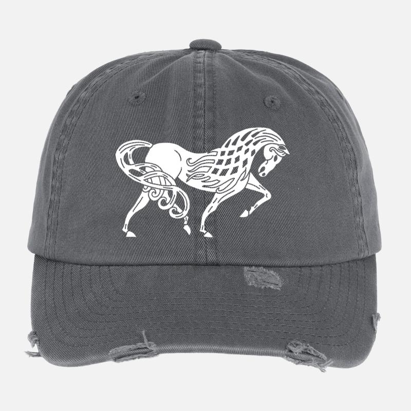 Cheval blanc celte Casquette vintage effet usé Flexfit