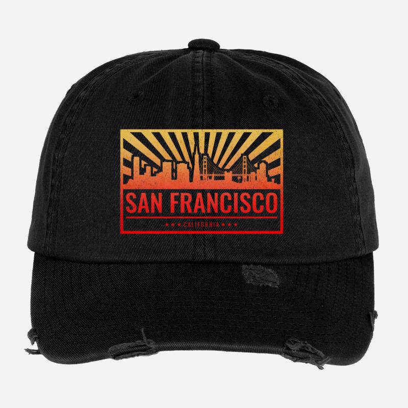 Pente de la skyline de San Francisco Casquette vintage effet usé Flexfit