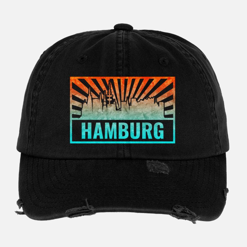 Hamburg Skyline Gradient Flexfit Vintage Destroyed Cap
