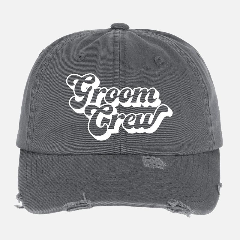 Groom Crew Bachelor Party Men Squad Matching Group Flexfit Vintage Destroyed Cap