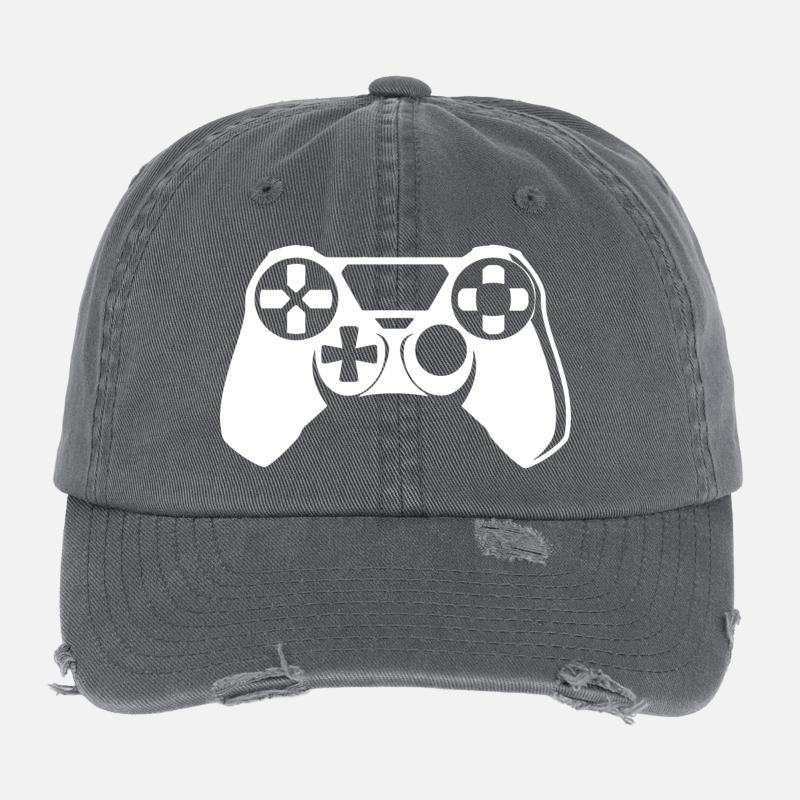 Graphismes de la manette de jeu Casquette vintage effet usé Flexfit